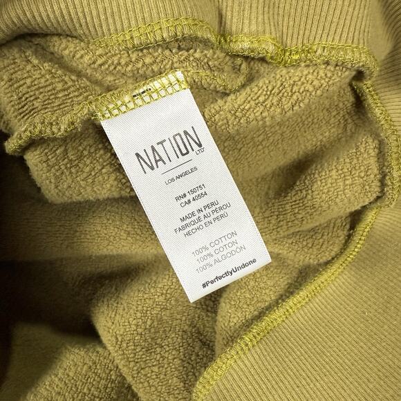 Nation LTD Frances Sweatshirt Renaissance Sleeve Olive Green Women's Size Medium - Picture 9 of 9